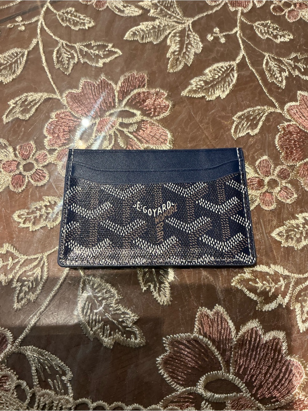 Goyard Navy Card Holder with Goyardine Pattern